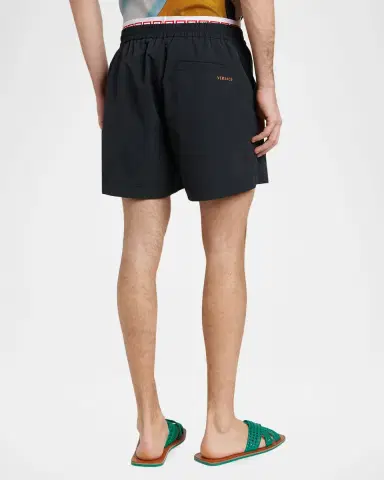 Versace Men's Logo Band Textured Nylon Shorts | Thumbnail 2