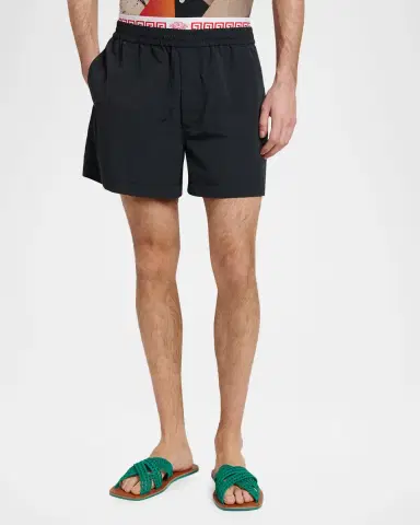 Versace Men's Logo Band Textured Nylon Shorts | Thumbnail 3