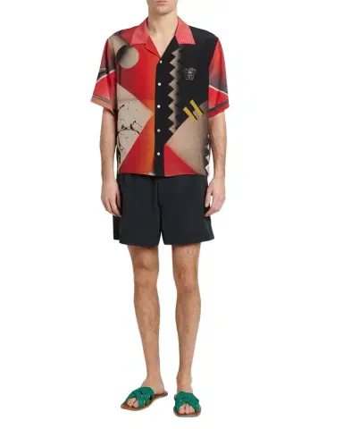 Versace Men's Logo Band Textured Nylon Shorts | Thumbnail 1