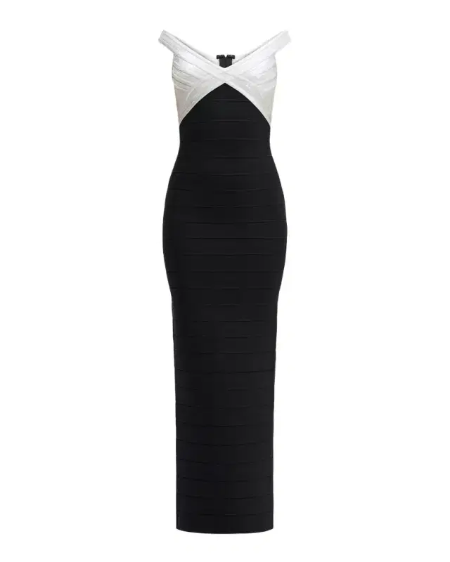 Herve Leger The Metallic Bandage Maxi Dress