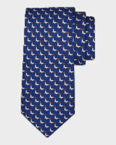 Ferragamo Men's Gancio Sea Lion-Print Tie | Thumbnail 2 Ferragamo Men's Gancio Sea Lion-Print Tie | Thumbnail 2