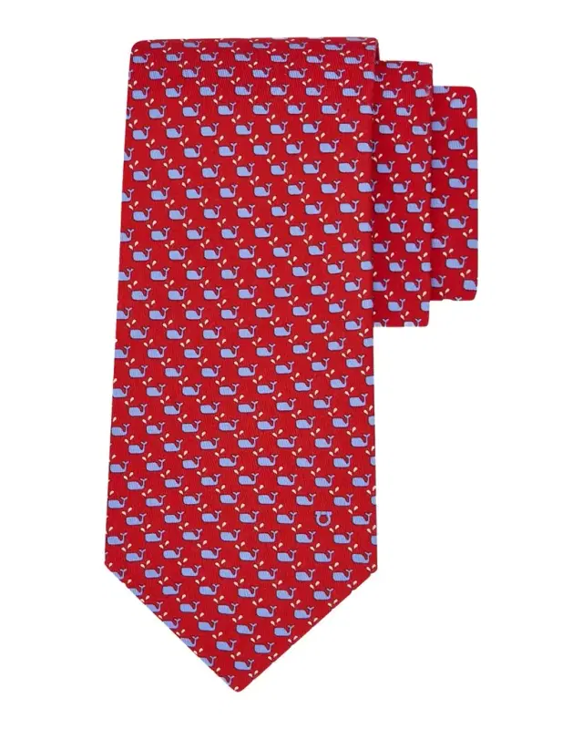 Ferragamo Men 's Whale Micro-Print Tie