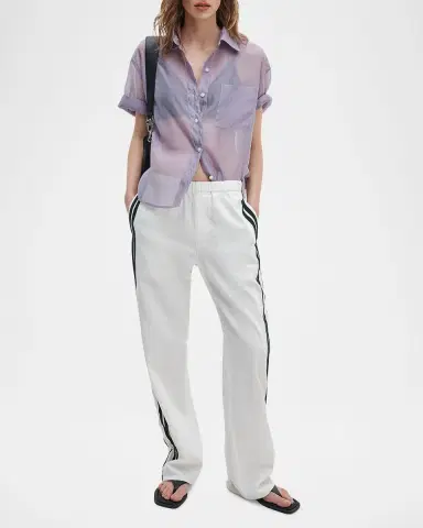 rag & bone Featherweight Logan Wide-Leg Denim Track Pants | Thumbnail 2
