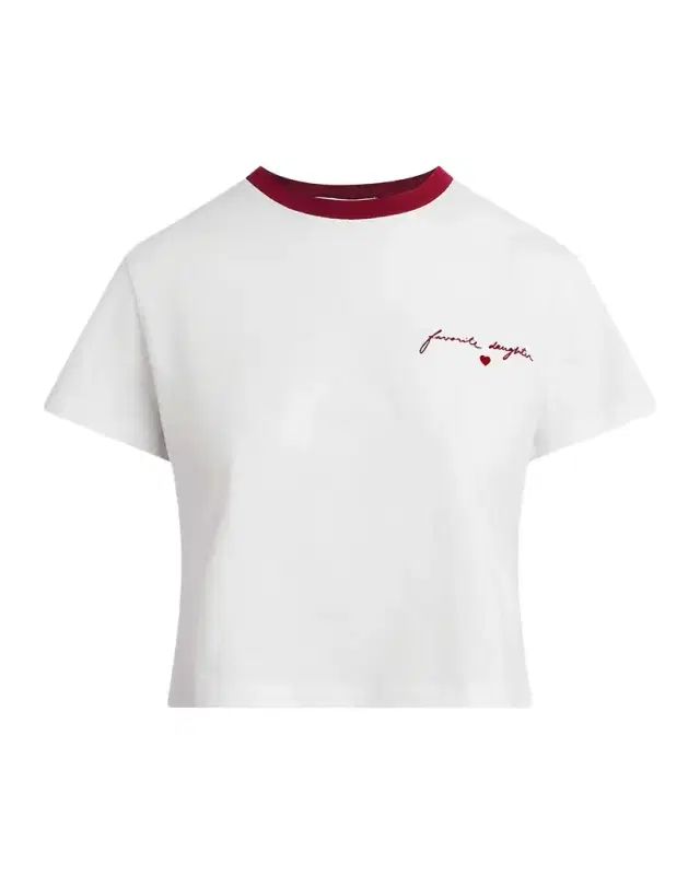 Favorite Daughter The Cropped Signature Chest Logo Tee