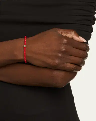 Sydney Evan Gold and Turquoise Scallop Rondelle on Red Bamboo Coral Bracelet | Thumbnail 2