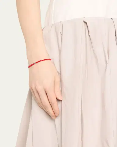 Sydney Evan Gold and Turquoise Scallop Rondelle on Red Bamboo Coral Bracelet | Thumbnail 5