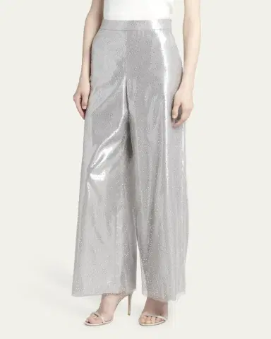 Giorgio Armani Crystal Wide-Leg Silk Trousers | Thumbnail 4
