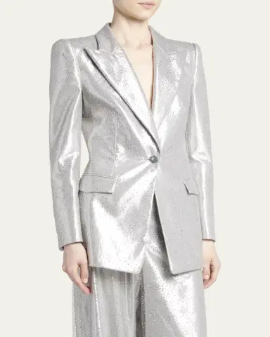 Giorgio Armani Crystal One-Button Silk Blazer | Thumbnail 4 Giorgio Armani Crystal One-Button Silk Blazer | Thumbnail 4