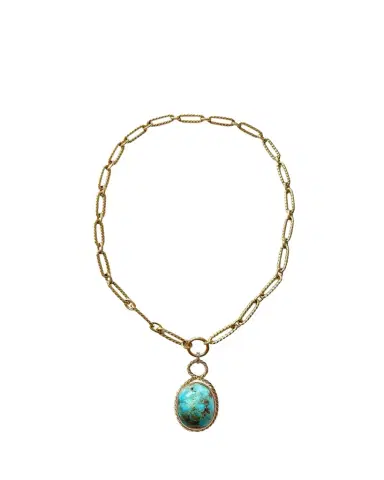 Haute Victoire One Of A Kind Turquoise Cabochon Handmade Necklace, 16"L | Thumbnail 1 Haute Victoire One Of A Kind Turquoise Cabochon Handmade Necklace, 16"L | Thumbnail 1