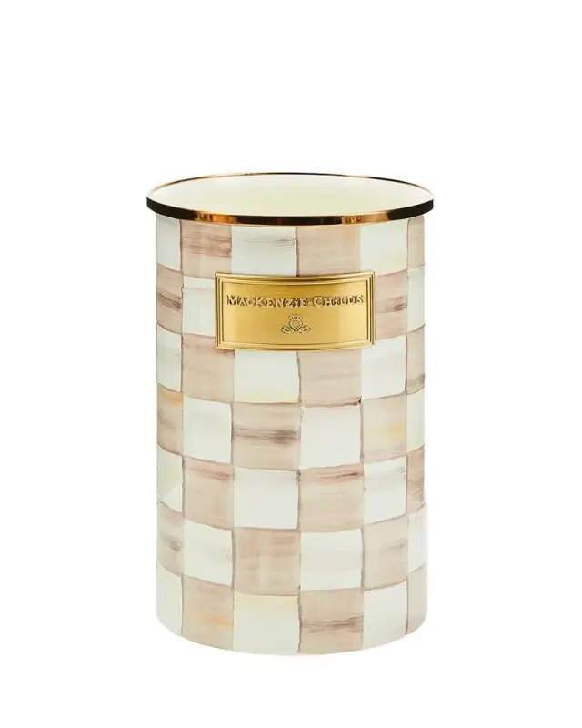MacKenzie-Childs Mocha Check Utensil Holder