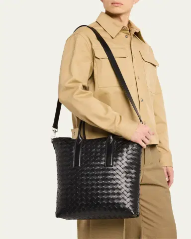 Bottega Veneta Men's Intrecciato Zip North-South Tote Bag | Thumbnail 2 Bottega Veneta Men's Intrecciato Zip North-South Tote Bag | Thumbnail 2