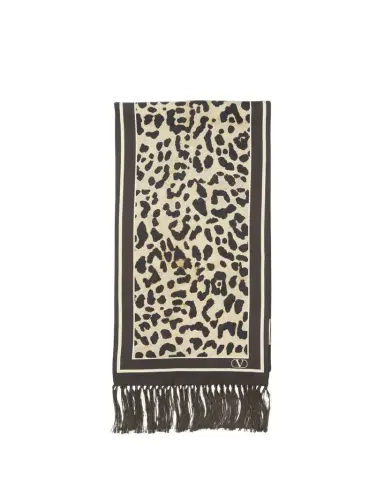 Valentino Garavani Animal Twill Fringe Scarf | Thumbnail 1