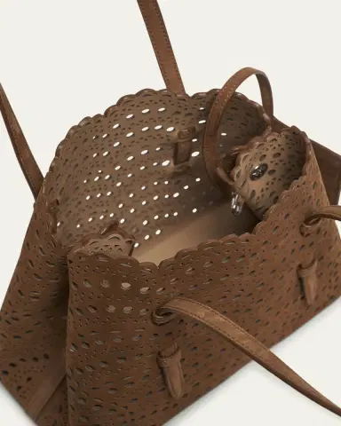Alaïa Mina 25 Tote Bag in Perforated Nubuck Leather | Thumbnail 4 Alaïa Mina 25 Tote Bag in Perforated Nubuck Leather | Thumbnail 4