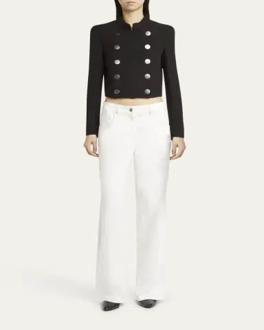 Giorgio Armani Wide Leg Stretch-Cotton Jeans | Thumbnail 2 Giorgio Armani Wide Leg Stretch-Cotton Jeans | Thumbnail 2