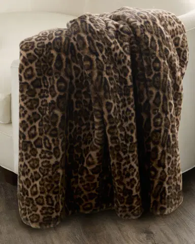 Lyla Grant Leopard-Print Faux Mink Throw, 60" x 72" | Thumbnail 2