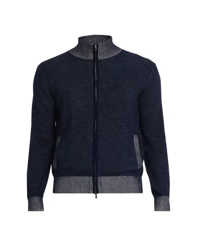Men's Vanise Cashmere and Cotton Full-Zip Sweater