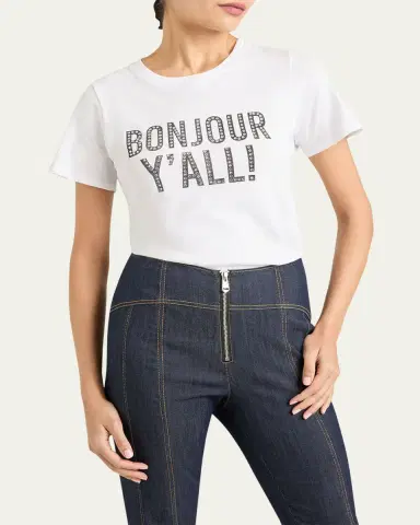 Cinq à Sept Bonjour Y'all Embellished Shrunken Tee | Thumbnail 3