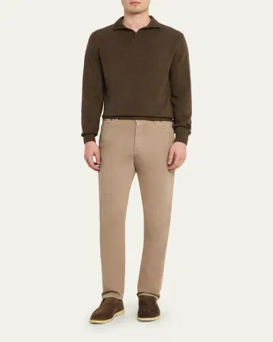 Fioroni Men's Cotton Johnny Collar Polo Sweater | Thumbnail 2 Fioroni Men's Cotton Johnny Collar Polo Sweater | Thumbnail 2
