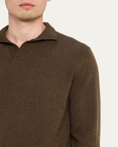 Fioroni Men's Cotton Johnny Collar Polo Sweater | Thumbnail 5 Fioroni Men's Cotton Johnny Collar Polo Sweater | Thumbnail 5