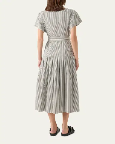Akris punto Cap-Sleeve Belted Cotton Poplin Pleated Midi Shirtdress | Thumbnail 3 Akris punto Cap-Sleeve Belted Cotton Poplin Pleated Midi Shirtdress | Thumbnail 3