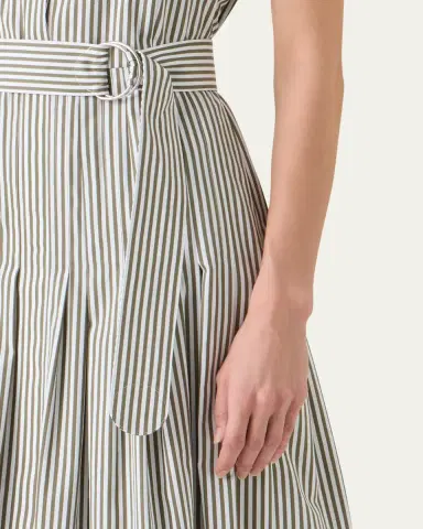 Akris punto Cap-Sleeve Belted Cotton Poplin Pleated Midi Shirtdress | Thumbnail 5 Akris punto Cap-Sleeve Belted Cotton Poplin Pleated Midi Shirtdress | Thumbnail 5