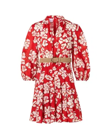 Akris punto Papercut Flower-Print Crepe Balloon-Sleeve Belted Dress | Thumbnail 1 Akris punto Papercut Flower-Print Crepe Balloon-Sleeve Belted Dress | Thumbnail 1