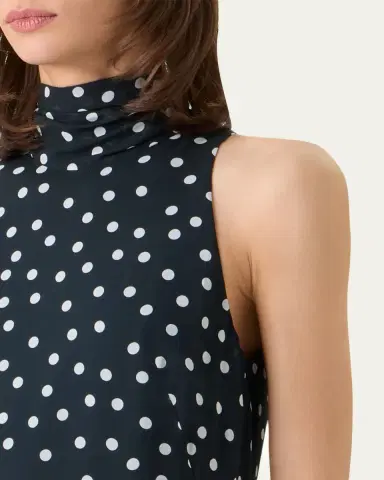 Akris punto Mock-Neck Polka-Dot Viscose Georgette Handkerchief Midi Dress | Thumbnail 5