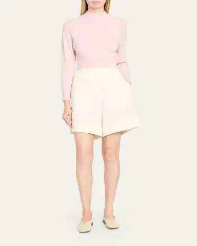 Jil Sander Wool-Cashmere Crop Crewneck Sweater | Thumbnail 2 Jil Sander Wool-Cashmere Crop Crewneck Sweater | Thumbnail 2