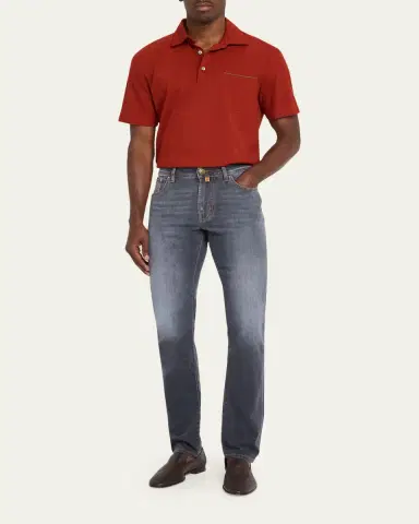 Jacob Cohen Men's Slim Straight-Leg Washed Black Denim Jeans | Thumbnail 2