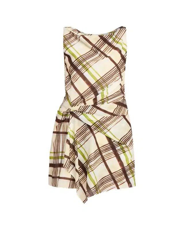 A.L.C. Dea Plaid Draped Mini Dress