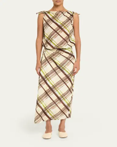 A.L.C. Dylan Plaid Shoulder-Tie Top | Thumbnail 2