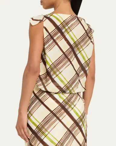 A.L.C. Dylan Plaid Shoulder-Tie Top | Thumbnail 3