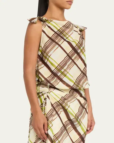 A.L.C. Dylan Plaid Shoulder-Tie Top | Thumbnail 4