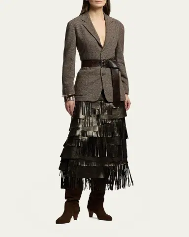 Ralph Lauren Collection Belinda Metallic Lambskin Skirt | Thumbnail 2 Ralph Lauren Collection Belinda Metallic Lambskin Skirt | Thumbnail 2