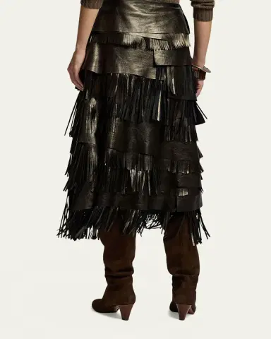 Ralph Lauren Collection Belinda Metallic Lambskin Skirt | Thumbnail 3 Ralph Lauren Collection Belinda Metallic Lambskin Skirt | Thumbnail 3