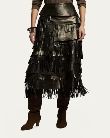 Ralph Lauren Collection Belinda Metallic Lambskin Skirt | Thumbnail 4 Ralph Lauren Collection Belinda Metallic Lambskin Skirt | Thumbnail 4