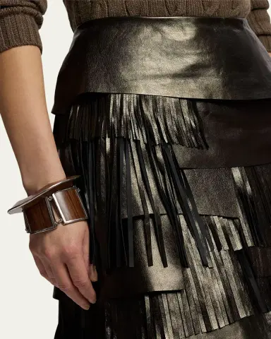 Ralph Lauren Collection Belinda Metallic Lambskin Skirt | Thumbnail 5 Ralph Lauren Collection Belinda Metallic Lambskin Skirt | Thumbnail 5