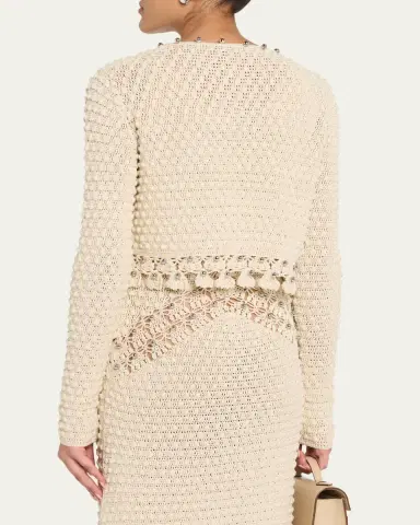 Rabanne Textured Knit Neck-Tie Crop Cardigan | Thumbnail 3 Rabanne Textured Knit Neck-Tie Crop Cardigan | Thumbnail 3