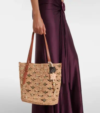 Rabanne Small embellished raffia tote bag | Thumbnail 4 Rabanne Small embellished raffia tote bag | Thumbnail 4