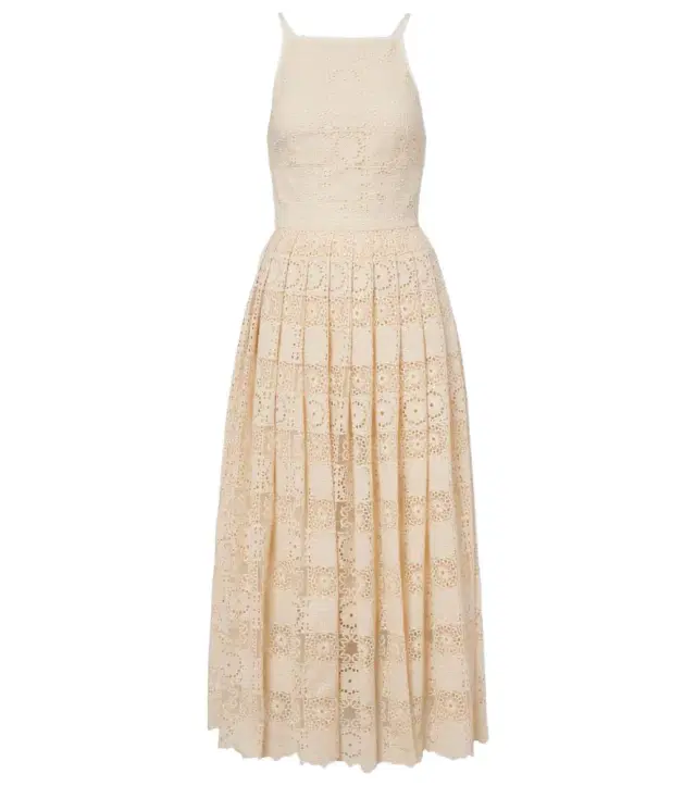 Elie Saab Silk and cotton-blend guipure lace midi dress