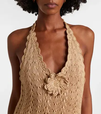 Elie Saab Floral-appliqué crochet cotton maxi dress | Thumbnail 2