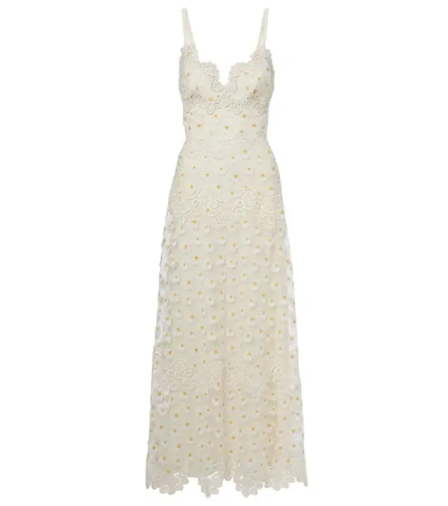 Elie Saab Embroidered guipure lace tulle maxi dress