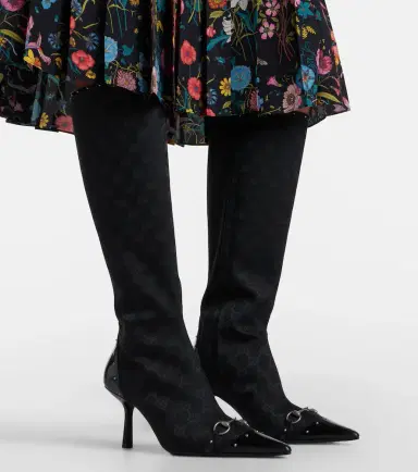 Gucci Savoy Horsebit GG canvas knee-high boots | Thumbnail 5 Gucci Savoy Horsebit GG canvas knee-high boots | Thumbnail 5