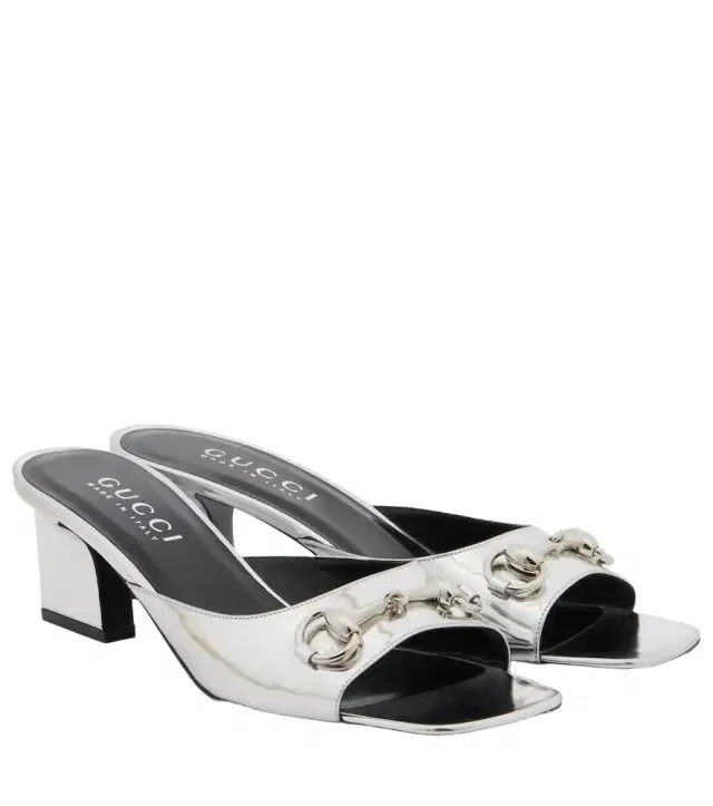 Gucci Signora Horsebit metallic leather mules
