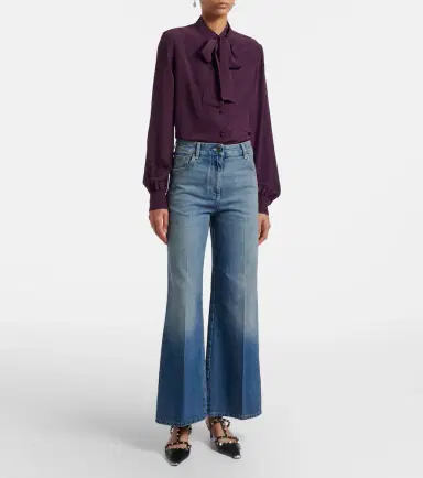Valentino VGold wide-leg faded jeans | Thumbnail 5 Valentino VGold wide-leg faded jeans | Thumbnail 5