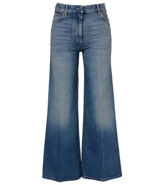 VGold wide-leg faded jeans