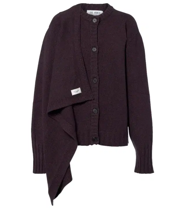 Scarf-detail wool and cashmere cardigan