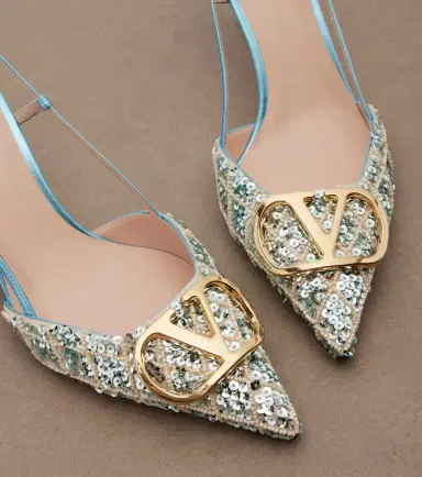 Valentino Garavani VLogo Signature sequined slingback pumps | Thumbnail 3