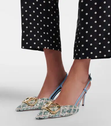 Valentino Garavani VLogo Signature sequined slingback pumps | Thumbnail 6