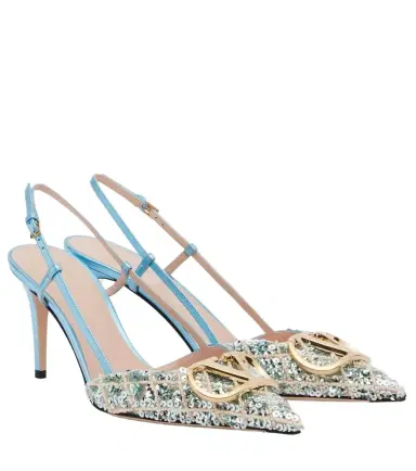 Valentino Garavani VLogo Signature sequined slingback pumps | Thumbnail 1